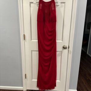 David’s Bridal Bridesmaid Dress Elegant Red Evening Gown